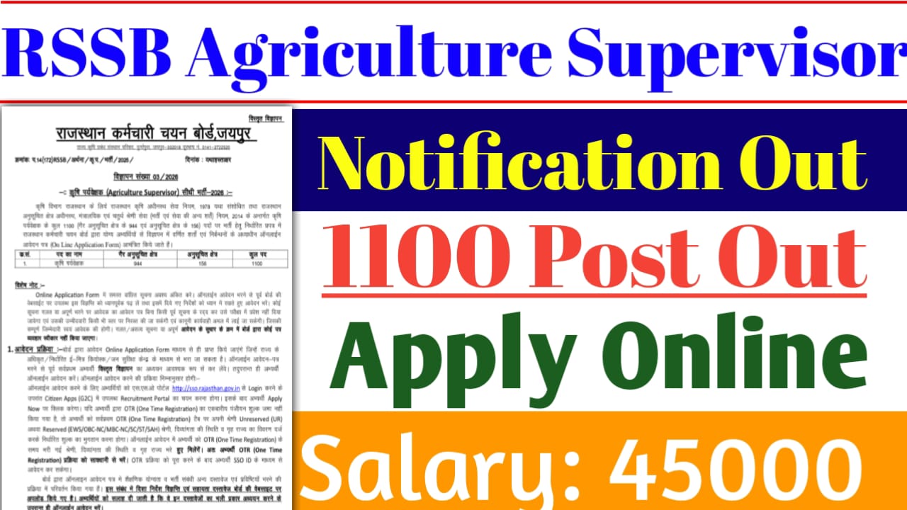 RSSB Agriculture Supervisor Recruitment 2026