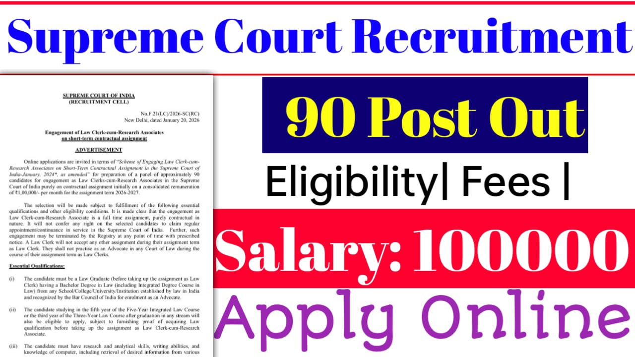 Supreme Court SCI Law Clerk Recruitment 2026