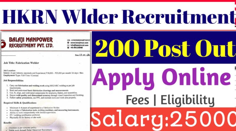 HKRN Enterprises Fabrication Welder Recruitment 2026