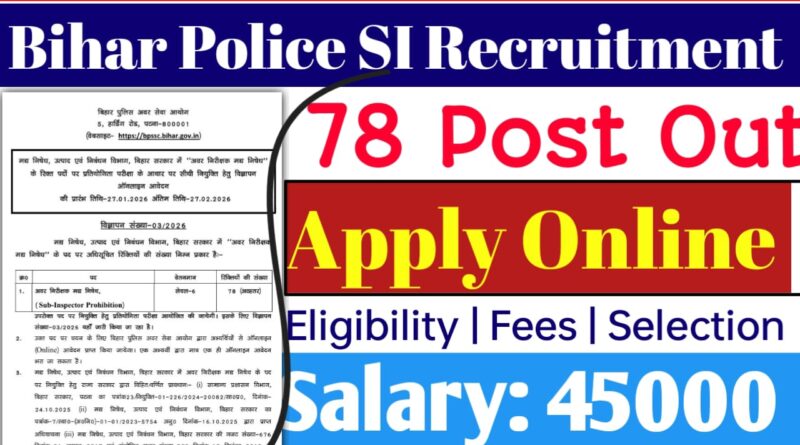 Bihar Police SI Prohibition Recruitment 2026