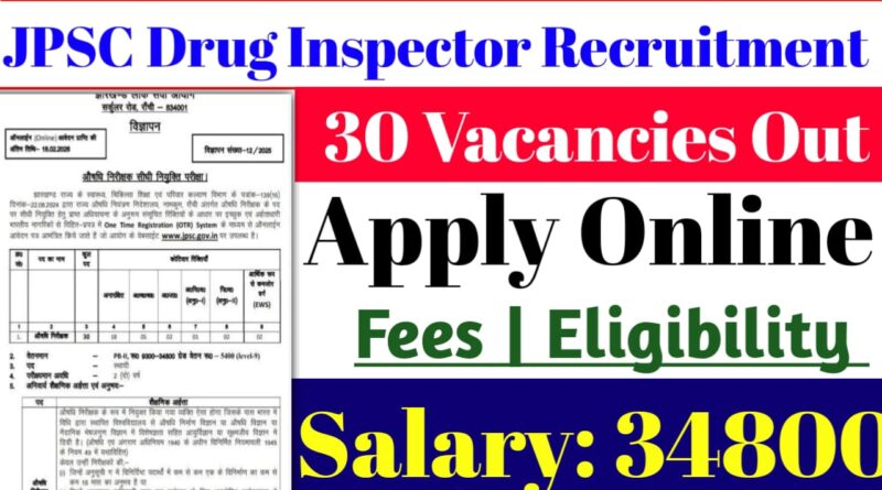 JPSC Drug Inspector Recruitment 2026