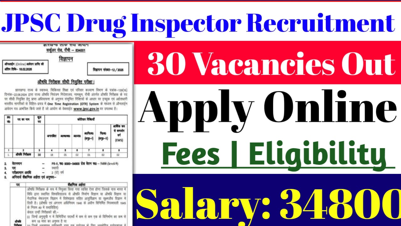 JPSC Drug Inspector Recruitment 2026