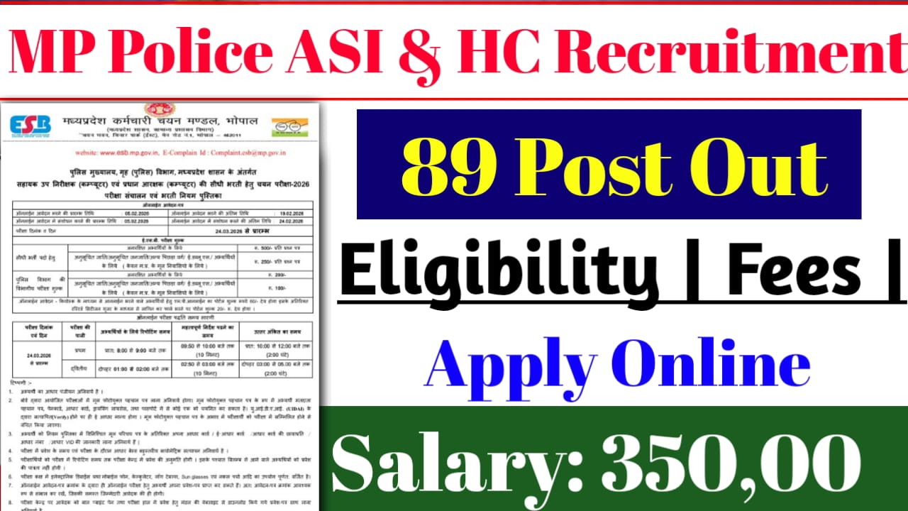 MP Police ASI & Head Constable Computer Recruitment 2026