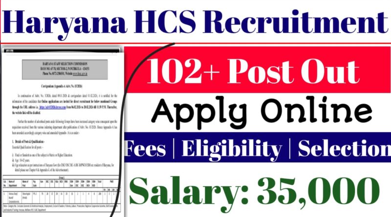 Haryana Civil Services HCS Recruitment 2026
