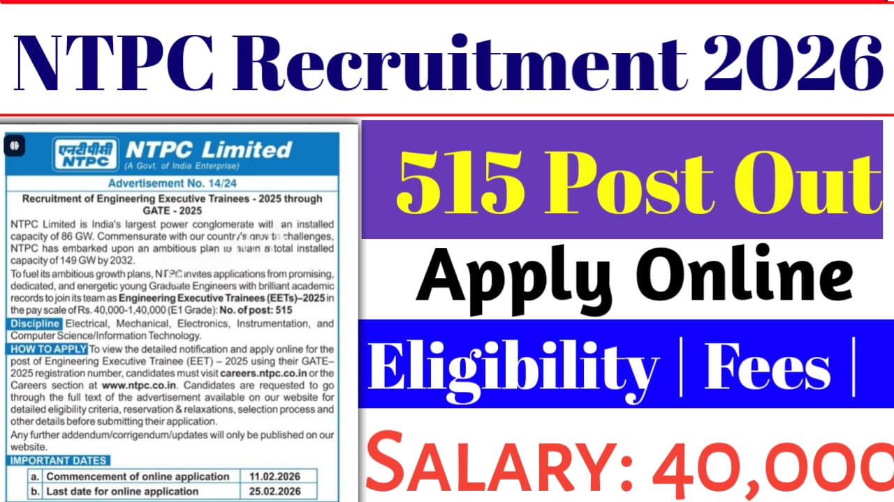 NTPC Engineering Executive Trainee Recruitment 2026