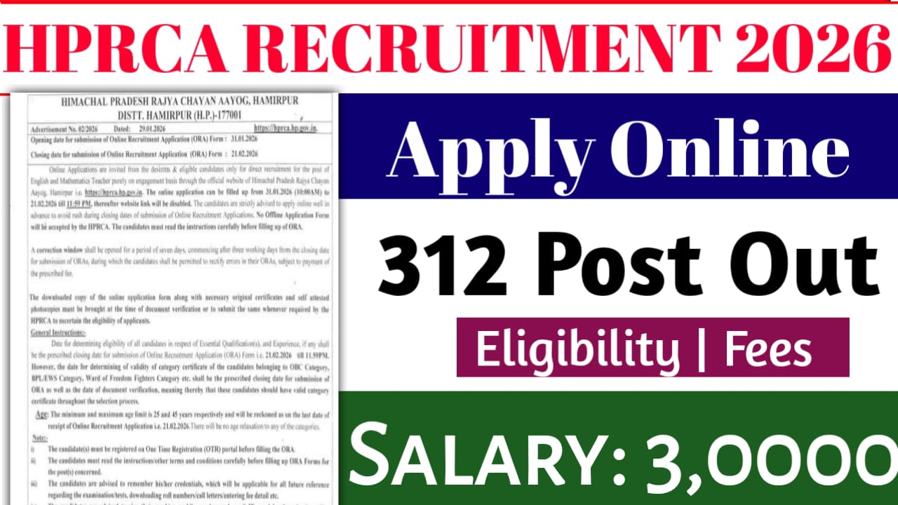 HPRCA Teacher Recruitment 2026