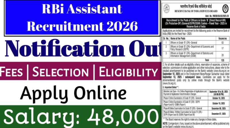 RBI Assistant Recruitment 2026