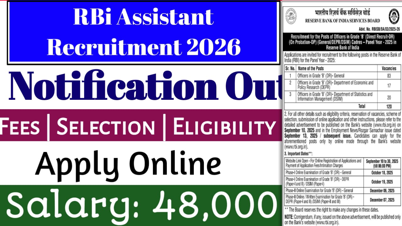 RBI Assistant Recruitment 2026