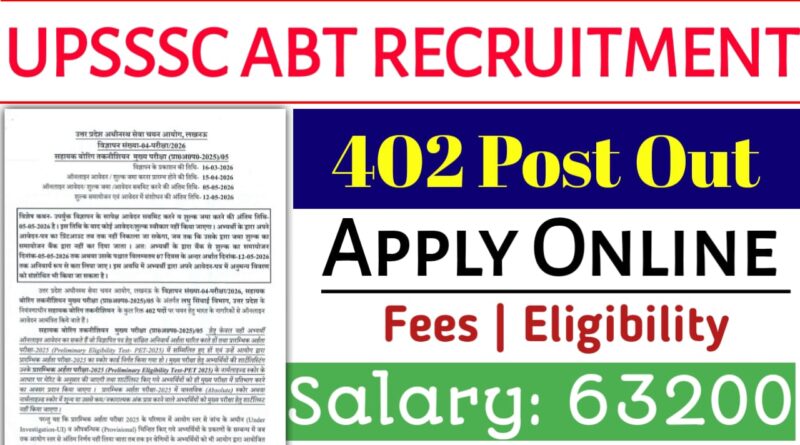 UPSSSC Assistant Boring Technician Recruitment 2026: