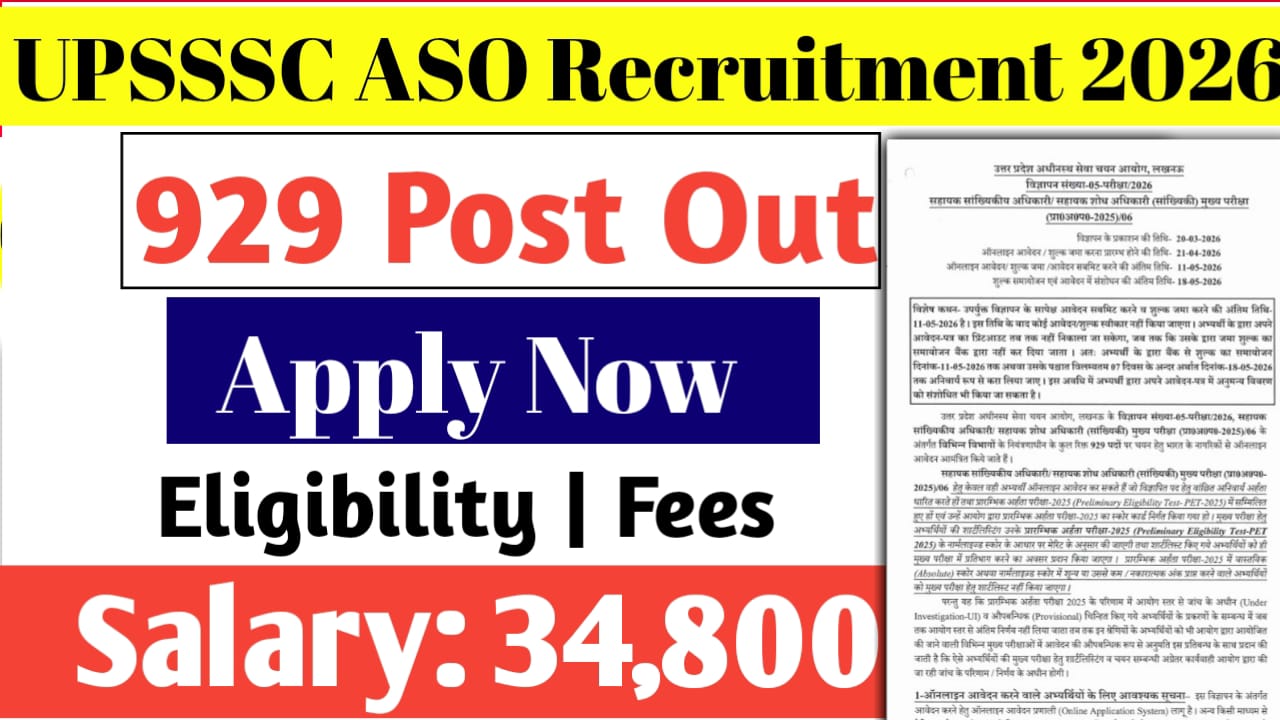UPSSSC Assistant Statistical Officer ASO Recruitment 2026